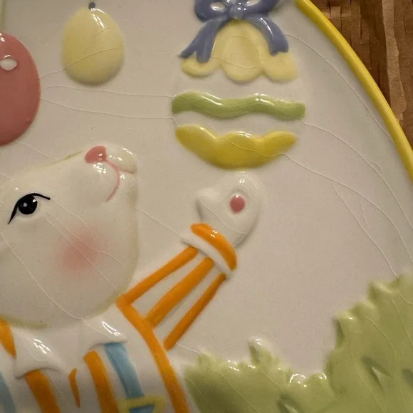 COPY - Pier One Imports Handpainted 3D Easter Plate Decor 9” Flawed - Picture 4 of 5